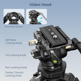 SmallRig AD-50Pro Heavy Duty Video Tripod, Carbon Fiber Lightweight Tripod with FreeSpeed One-Step Height Adjustment, Fluid Head, Dual-Mode QR Plate, Center Column, Weight 7lb, Load up 13.2lb