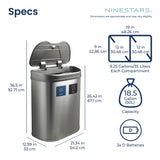 Ninestars 18.5 Gallons Automatic Touchless Kitchen Trash Can, Motion Sensor Trash Can for Kitchen, Office 70 Liter Stainless Steel Recycling Bin (2 x 9.2 Gallon Double Compartment)