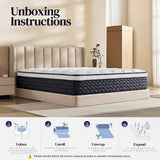 Queen Mattress 12 Inch,Medium Firm Hybrid Queen Size Mattress in a Box, Memory Foam with Individual Pocket Springs, Upgrade Zoned Support, Motion Isolation&Pressure Relief, CertiPUR-US
