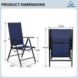 MFSTUDIO Patio Dining Chairs Set of 4, Foldable & 7-Level Backrest, Blue