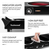 Hot Plate 1800W Double Infrared Ceramic Electric Stove for Cooking, Dual Control Cooktop Burners, Portable Anti-scald Handles Techwood