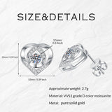 MBSUUH Real Solid Gold Heart Stud-Earrings with D Color Vvs1 Clarity Round Cut Moissanite Pearl Jewelry for Women Men(MoissD)