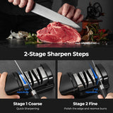 Electric Knife Sharpener, Precise 20° Diamond Knife Sharpener for Kitchen Knives, Quick Repairing in 40 Seconds, with Metal Dust Collection Box & Special Port for Scissors, Black