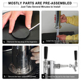 Dbgogo Kegerator Tower Double Tap Beer Tower Dual Faucet Beer Tower Stainless Steel 3'' Flange Beer Tower Dispenser Beer Tap Kegerator Parts with Pre-Assembled Tubing and Self-Closing Springs