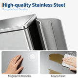 Large Rustproof Garbage Bin with Soft Close Lid, Removable Inner Bucket & Wheels, for Home, Kitchen or Office