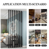 Adjustable Black Room Divider (1ft-10ft) - Slish Hollow Metal Versatile Floor-to-Ceiling Partit & Detive Wall Accent (C-7pcs 90.55in) for Home/Office