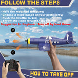 ANBURI RC Plane, F4U Remote Control Airplane, 2.4GHz 3 Channel Fighter with 6 Axis Gyro Stabilizer, Easy to Fly for Adults, Beginners