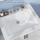 Semi-Recessed Bathroom Sink 21.26 × 17.72 Inch – Square White Ceramic Sink with 3 Faucet Holes (4 Inch Centerset), Drop-In Vanity Sink for Bathroom Remodel
