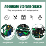 Rolling Garden Seat with Wheels, Garden Cart with 360° Swivel Seat for Planting, Garden Stool Scooter with Replaceable Handle