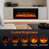 Winado 42" Electric Fireplace, Inserts/Wall Mounted Fireplace Heater with Remote Control, 12 Adjustable Flame Colors, Log & Crystal, 8H Timer for Living Room, Bedroom Inddoor