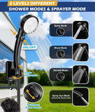 2026 Upgraded Portable Shower for Camping, Rechargeable Camping Shower with LED Display, 5 Gal Collapsible Bucket, 5 Adjustable Speeds, IPX8 Waterproof Portable Shower Kit for Hiking, Car, Pet, Travel