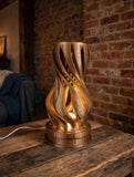 MAKER 3D Twist Spiral Table Lamp in Bronze - Handmade 3D Printed Shadow Projection Night Light, Dimmable USB LED Bedside Accent Lamp for Bedroom, Nursery and Office Desk Decor