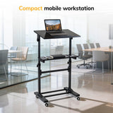 Height Adjustable Sit Stand Workstation (41.3″–50″), Small Compact Mobile Lectern Podium for Home Office