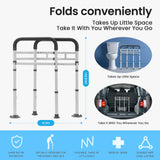 Careboda Toilet Safety Rails, Toilet Frame for Seniors, Elderly & Disabled, Toilet Rails Adjustable, Foldable Toilet Handles, Non-Slip Foot Mats, Easy to Store, Fit Any Toilets, 300lbs Capacity