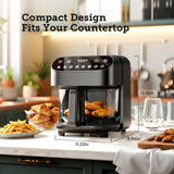 Kismile 5QT Glass Air Fryer, BPA-Free Non Toxic AirFryer with Digital Touch Control, 1500W Portable Airfryer, Dishwasher Safe Basket, Up to 400°F, Cooks with 95% Less Oil(Black)