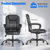 Keratee Executive Office Chair, Leather Desk Computer Chair with Padded Armrests, Mid-Back Swivel Adjustable Ergonomic Design for Home Office, 10PC, Black