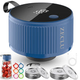 ZECLU Electric Mason Jar Vacuum Sealer Kit, Automatic Jar Sealer for Wide and Regular Mouth Mason Jars, Portable Cordless Vacuum Sealer for Canning and Food Storage, Includes 20 Lids, 24 Labels, Blue