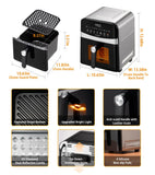 Stainless Steel Air Fryer Ceramic 12 in 1, Dual-Blazes in Steel Housing, 6QT 2-3 Servings Visible 8.27" Basket with Teflon-Free Premium Coating, 1700W, DAYBEST Dishwasher Safe Kits (Stainless Steel)