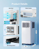 Feelfunn 8000 BTU Portable Air Conditioner, 3-in-1 Cools 350 Sq.Ft, Quiet AC with Fan & Dehumidifier, LED Display, Remote, 24H Timer, Window Kit, for Bedroom/Office/Dorms