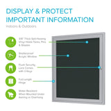Ghent 24"x18" 1-Door Outdoor Enclosed Vinyl Bulletin Board, Shatter Resistant, with Lock, Satin Aluminum Frame - Ebony (PA12418VX-183), Made in the USA