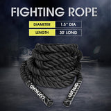Max4out Battle Ropes 1.5 inch 30 ft - Polyester Workout Rope Heavy for Home Body Workouts Building Muscle, Gray Black