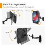Beelta Tablet Wall Mount with Lock, All Metal Heavy-Duty, 3-Joint Articulating Arm with 360 Rotation, Secure for Kitchen/Business/Retail, Compatible with iPad 10.9"/11"-BSW601BA