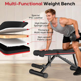 PASYOU Adjustable Foldable Weight Bench for Home Gym with 660LBS, Workout Bench for Incline Decline Flat Bench Press, Full Body Strength Training