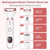 Electric Razors Shaver for Women - 5 in 1 Womens Electric Razor Bikini Trimmer for Women and Wet/Dry and Rechargeable Lady Shaver Razors for Nose Hair Face Eyebrow Arms Legs Armpit Pubic Area