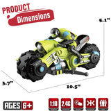 Liberty Imports 2.4Ghz RC Motorcycle Remote Control Stunt Drift Bike Racing Vehicle - 1/10 R/C High Speed Cyclone Motorbike and Riding Figure with 360° Spinning Wheels Action (Green)