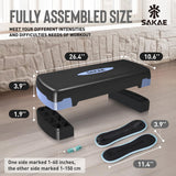 Aerobic Step Platform Set with Ankle Weights & Measuring Tape, Exercise Steppers for Home Gym Exercise Fitness, Adjustable Height 2 Level Risers Workout Step Platform Trainer, Blue Black