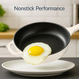 Best Choice Products Non-Stick Pot & Pan Cookware Set, Cast Iron, 2Qt Skillet W/Lid, 10" Grill Or Griddle Pan W/Press, 6Qt - Vanilla