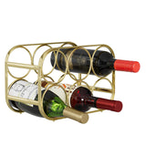 Buruis 6-Bottle Wine Rack, Modern Metal Countertop Wine Holder Stand for Kitchen, Pantry & Cabinet Storage, No Assembly Required, Gold
