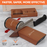 Rolling Knife Sharpener Kit – Magnetic Manual Knife Sharpener with Diamond & Stainless Steel Discs, Two Extra Discs, Leather Strop & Stand, 15° & 20° Angle Guides, Gift Set for Chefs & Home Cooks