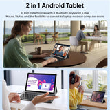 Tablet with Keyboard Case, 2-in-1 Laptop for Student/Elderly (Black Case and Keyboard