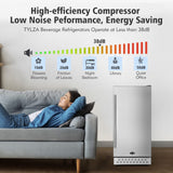 Tylza Beverage Refrigerator 15 Inch Wide, Mini Fridge Stainless Steel Under Counter Beverage Cooler, 130 Cans Beer Fridge