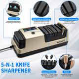 Professional 5-in-1 Electric Knife Sharpener with LCD Display,Scissor Sharpener with 3-Speed & 100% Diamond Abrasives - Precision Angle Guides for Straight, Serrated, Cleaver & Kitchen Scissors