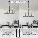 LXWNYY Modern Black and Gold Chandelier,6-Light Farmhouse Chandelier for Dining Room Light Fixtures Ceiling Hanging Industrial Chandelier Light Fixture for Kitchen Living Room Bedroom Entryway