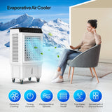 ROVSUN 7.9Gal Portable Swamp Cooler, 2300CFM Evaporative Air Cooler with Auto Oscillating, Remote, 3 Speeds, 12H Timer & 4 Ice Packs, 3-IN-1 Humidifying Cooling Fan Indooor Outdoor Patio Garage