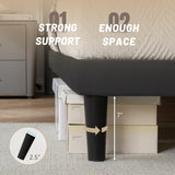 Queen Bed Frame with Headboard, Bed Frame Queen Size with Sturdy Wooden Slats Support, Platform Frame with Velvet Upholstered Headboard, Mattress Foundation, Easy Assembly, No Box Spring Needed Black