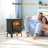 ROVSUN Electric Fireplace Stove, 20''H Freestanding Electric Space Heater with Temperature Adjustable, Realistic Flame Effect & Overheat Protectio for Indoor Bedroom Dorm Office Use, 1400W