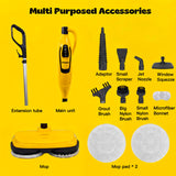Steambot Steam & Scrub Steam Mop, All-in-One Scrubbing Hard Floor Cleaner, 2 Dirt Grip Soft Scrub Pads Included, XL Water Tank