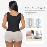 YIANNA Waist Trainer for Women Tummy Control Underbust Hourglass Corset Waist Cincher Vest Sport Girdle Postpartum Faja Body Shaper with Zipper and Hooks, YA7293-Black-XL