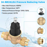 NR3XLDU 3/4" Pressure Reducing Valve With Double Union FNPT Connection, Replacement for Zurn Wilkins 34-NR3XLDU, Complete Accessories Kit, Built-In Stainless Steel Filter