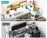 Coleshome L Shaped Computer Desk with 6 Drawers & Power Outlet, 55 Inch Corner Desk
