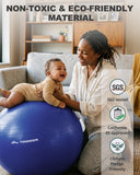 Trideer Exercise Ball for Yoga, Pilates & Fitness – Stability Ball Equipment for Home Gym & Office Chair, Core & Balance Training Accessories, Physical Therapy Equipment, Quick Pump Included, 5 Sizes