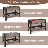 GYMAX 3 in 1 Multi Game Table, Swivel Combo Game Table with Foosball, Billiards & Table Tennis, Rod Storage Rack, Space-Saving Design for Family Night, Home, Game Room, Office