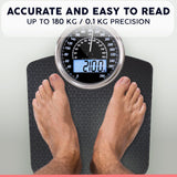 Adamson Hybrid 2-in-1 Analog & Digital Weighing Scale for Body Weight up to 400lbs - Thick Tempered Glass - Extra Large Display - Easy to Read Digital Bathroom Scale - New Version - Black Matrix