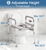 Soundfuse Toilet Seat Riser for Seniors, FSA HSA Eligible Raised Toilet Seat with Handles, Adjustable Height & Width, 400lb Handicap Elevated Toilet Seat, Fit Any Toilet