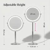 Fancii 9-Inch Lighted Makeup Mirror Height Adjustable with 10X /1X Magnification - Rechargeable, Double Sided LED Vanity Mirror with Light and Stand, 360° Swivel