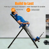 Marsyyds Inversion Table, 330.7lbs Capacity Heavy Duty Inversion Table Heavy Duty Strength Training Inversion Equipment w/Headrest & Adjustable Protective Belt for Back Pain Muscle Tension (Blue)